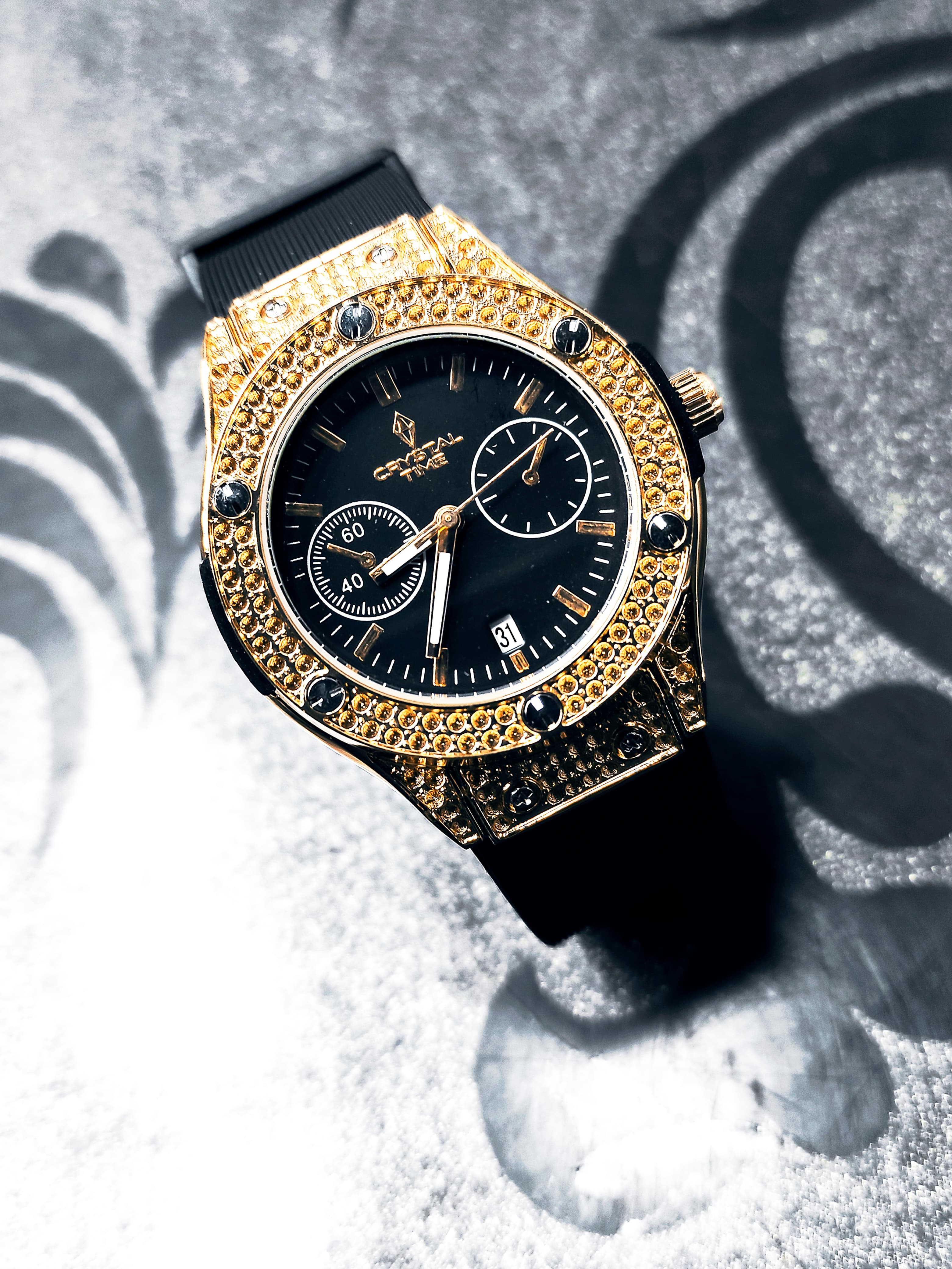 Crystal Royal Gold-Plated Luxury Chronograph Watch